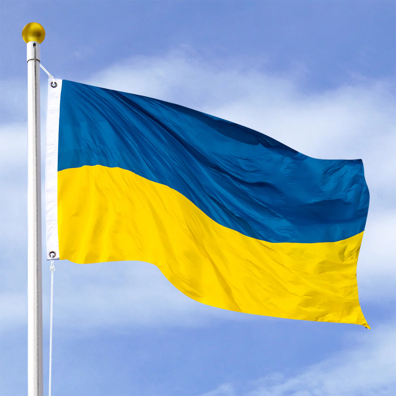 Ukrainian flag waving in the wind